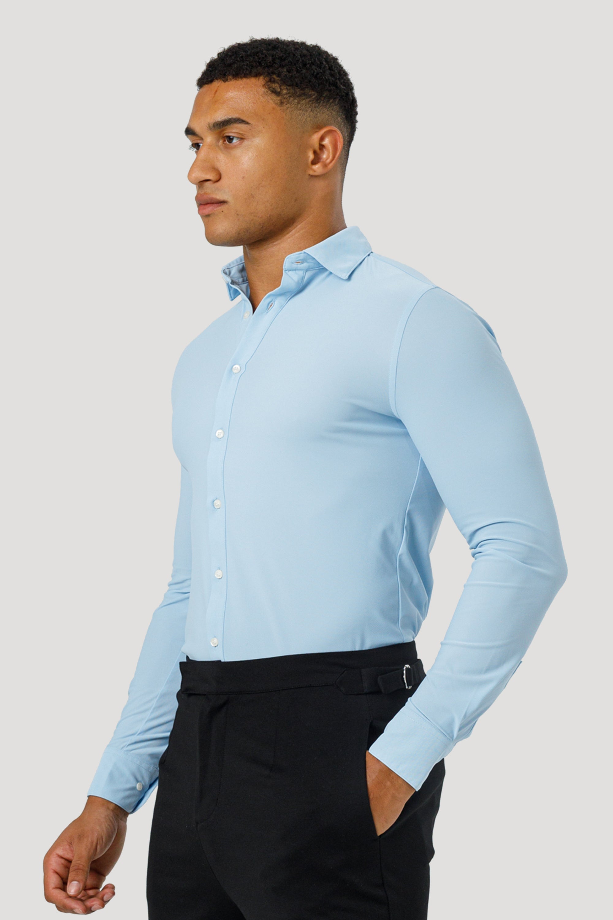 Camisa Social Masculina Luca Azul Claro